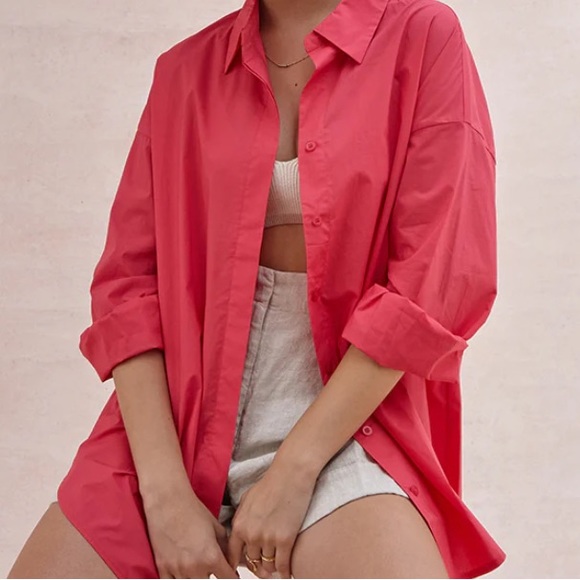 Charli london talia bf shirt in fushia - Picture 1 of 5